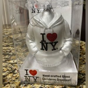Kurt S. Adler I❤️NY Hand-Crafted Glass Christmas Ornament white hoodie